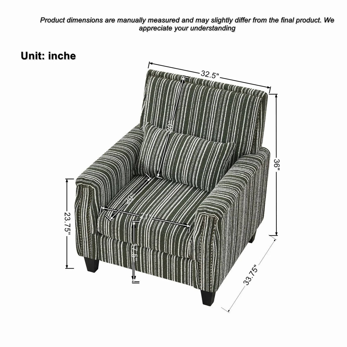 Comfy Armchair For Living Room | 3 Pieces | Solid Wood | Living Room