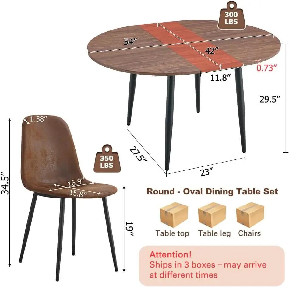 Walnut Extendable Dining Table Set Six Chairs Upholstered from PriceLows™
