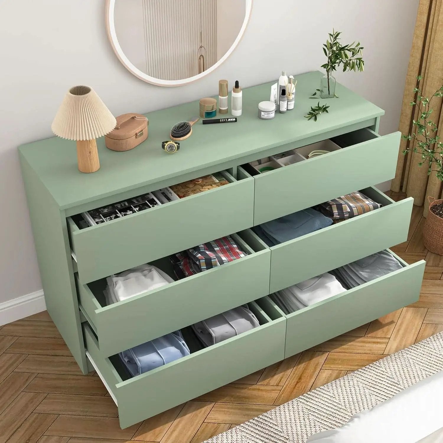 Wooden Six Drawer Dresser For Bedroom Storage Space Saver from PriceLows™