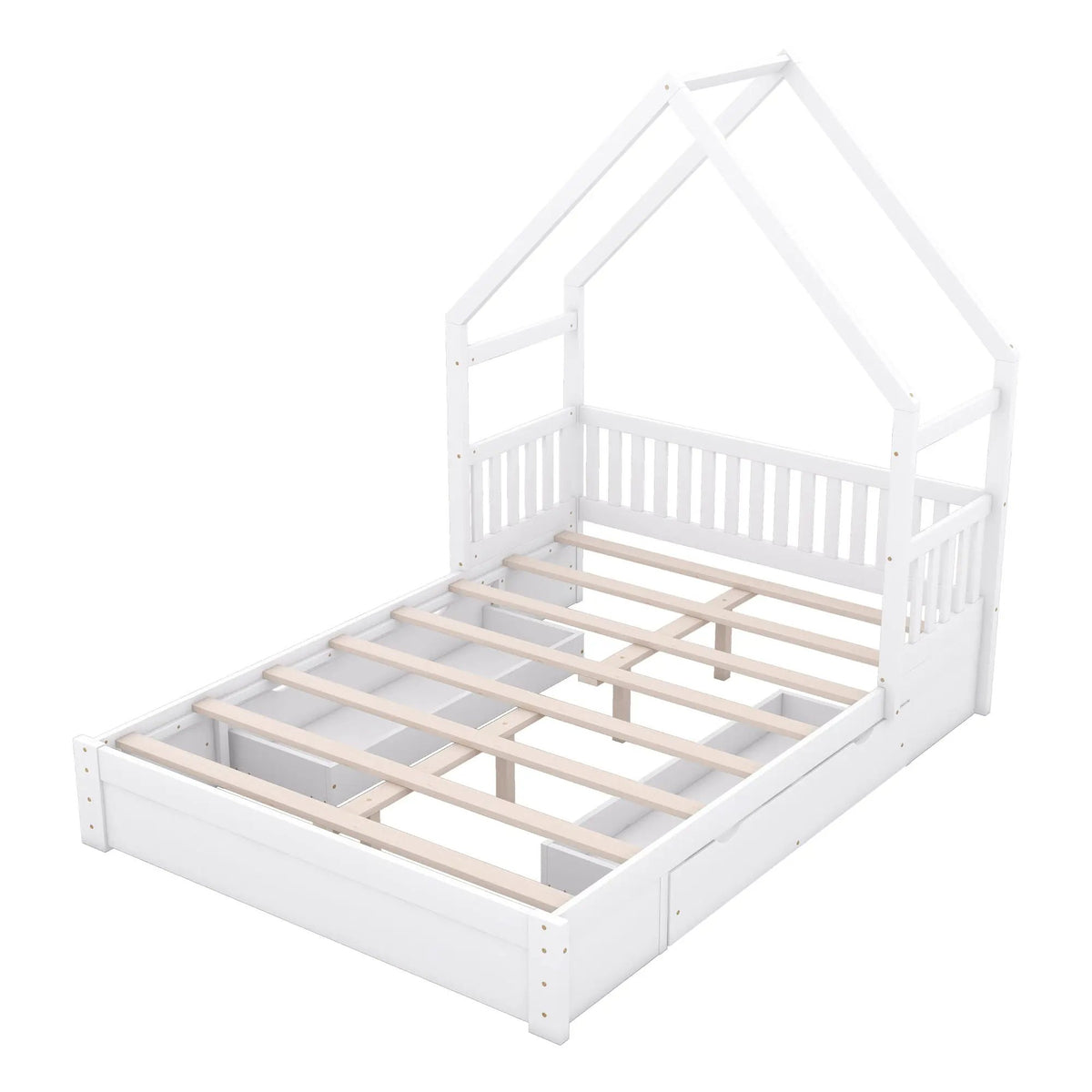 Platform Bed | Solid Pine Frame | Full Guardrail | 2 Drawers