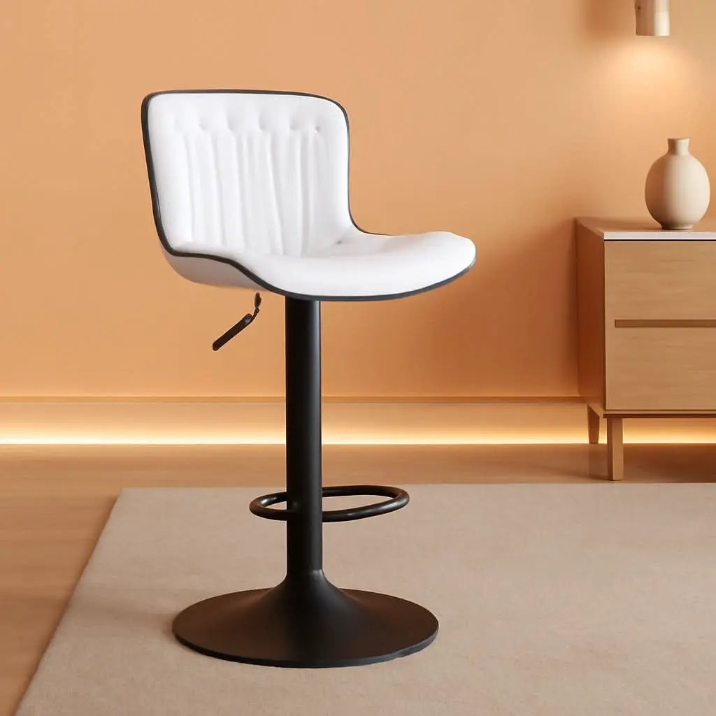 White Bar Stool Set Of 2 Counter Height Swivel With Back Faux Leather from PriceLows™