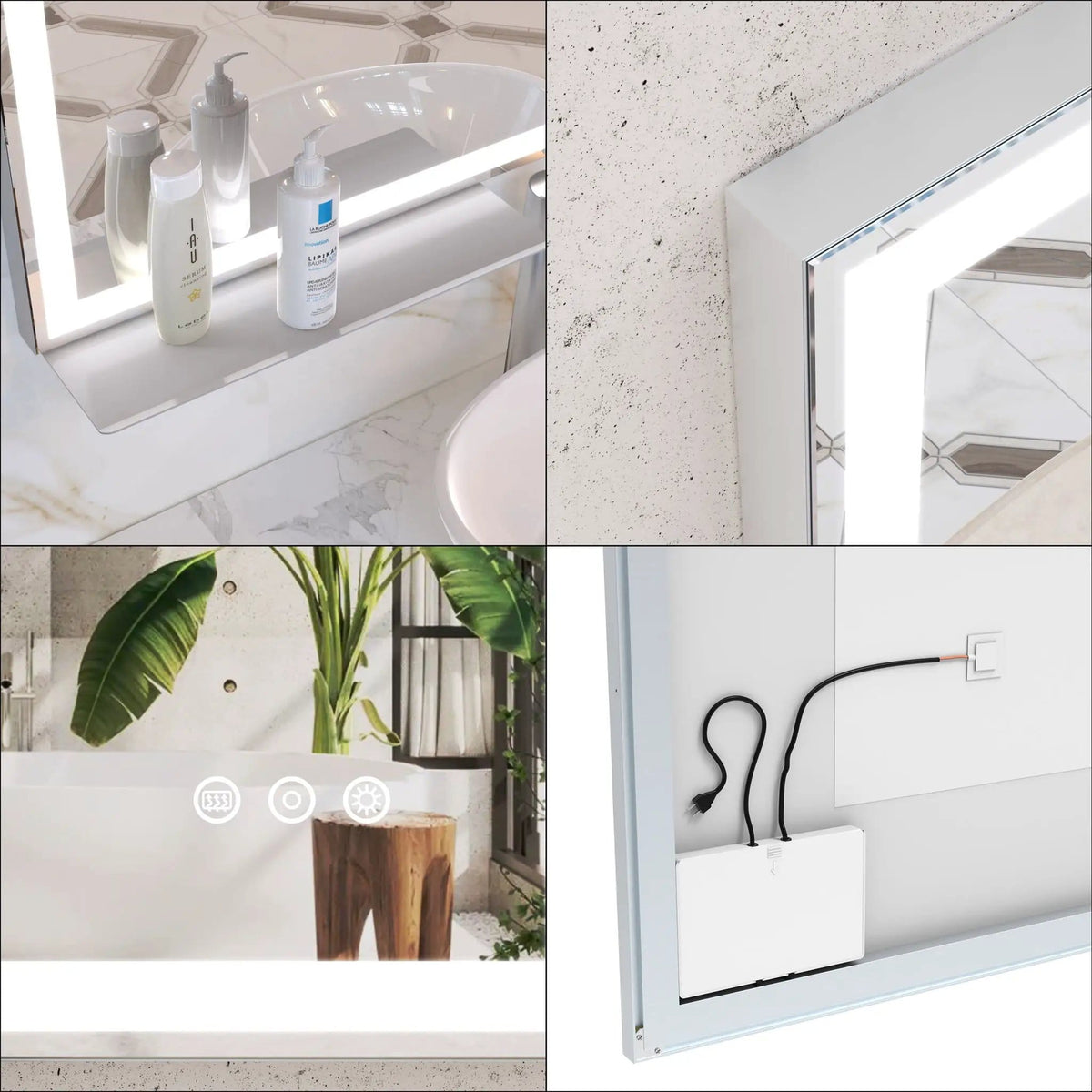 LED Bathroom Vanity Mirror Wall Mounted Adjustable / Warm / Natural Lights Anti-Fog | 3 Pieces | Bathroom Furniture | Bathroom