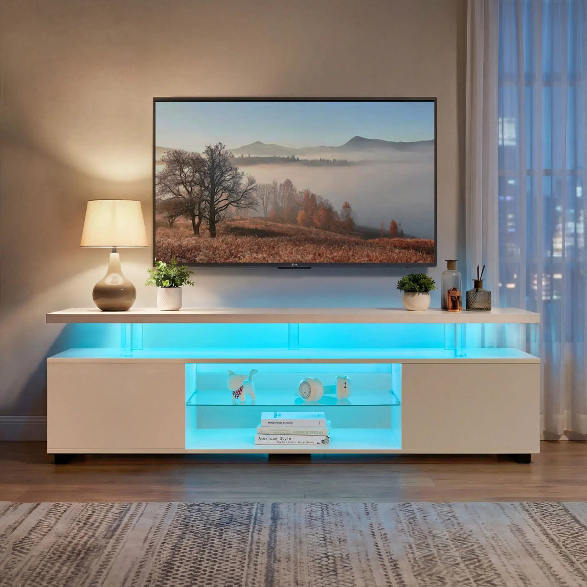 TV Stand | Built In LED | Large Side Cabinet | Modern Style