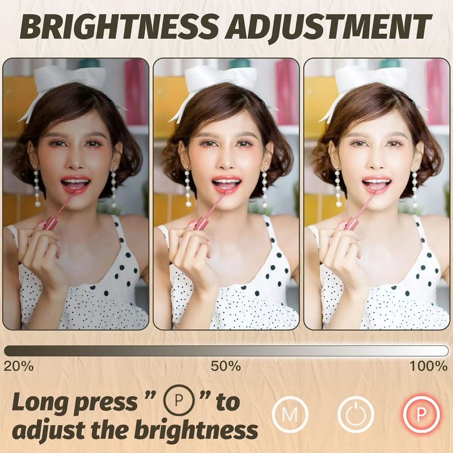 Vanity Mirror With Lights 17x13 Inches White Dimmable from PriceLows™