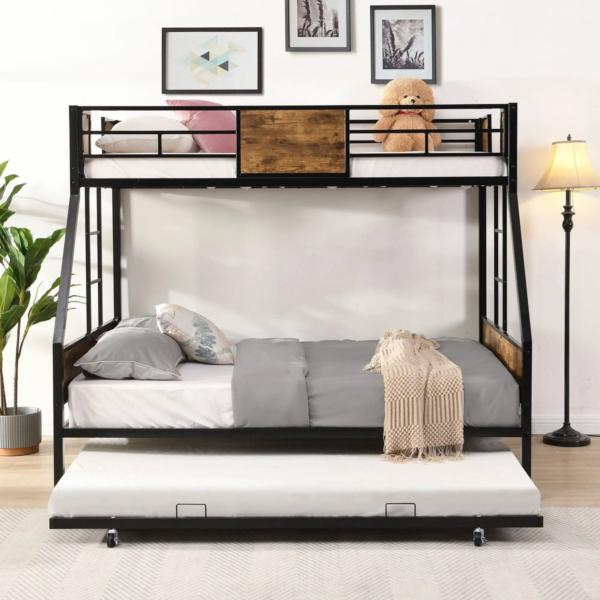 Modern Metal Bunk Bed | Dual Side Ladder | Steel Construction