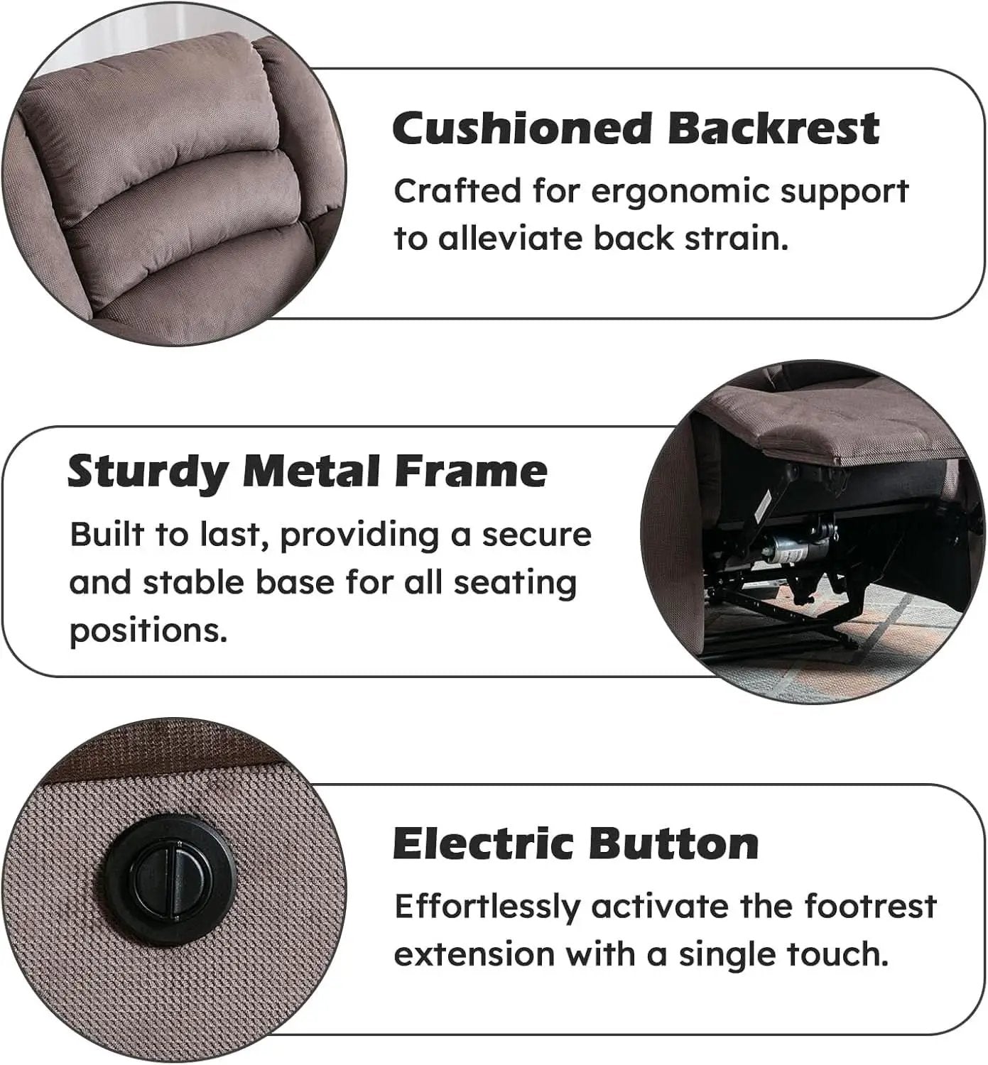 Brown Oversized Electric Recliner Chair With Plush Cushions from PriceLows™
