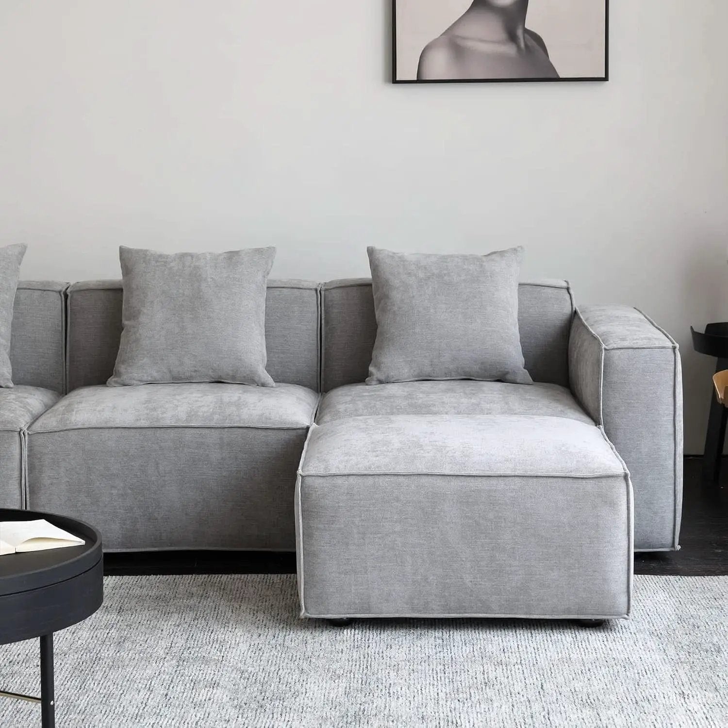 Grey Modular Sectional Sofa Set With Ottoman And Chaise from PriceLows™