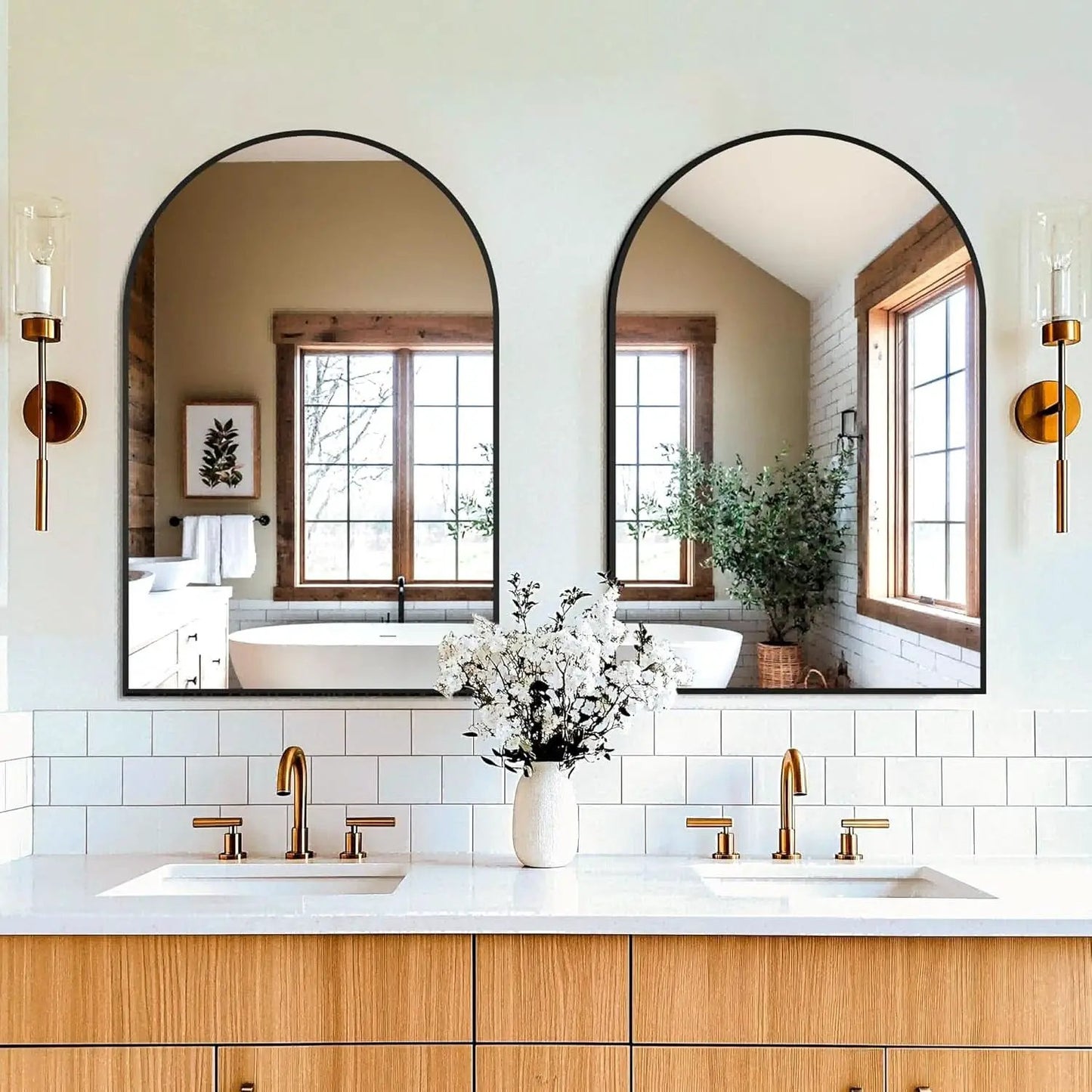Arched Vanity Mirror 24 By 36 Inches Black Set Of Two from PriceLows™