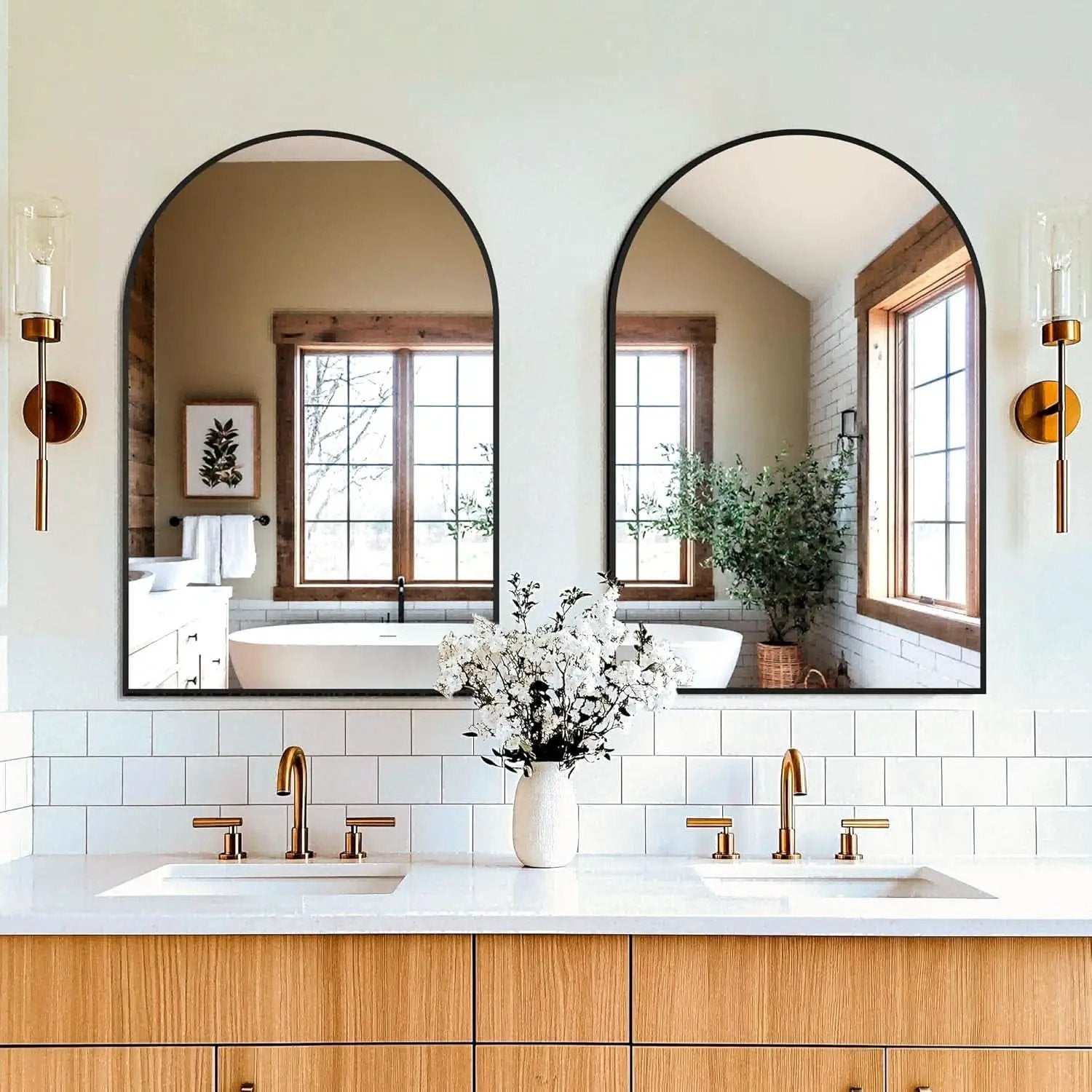 Arched Vanity Mirror 24 By 36 Inches Black Set Of Two from PriceLows™