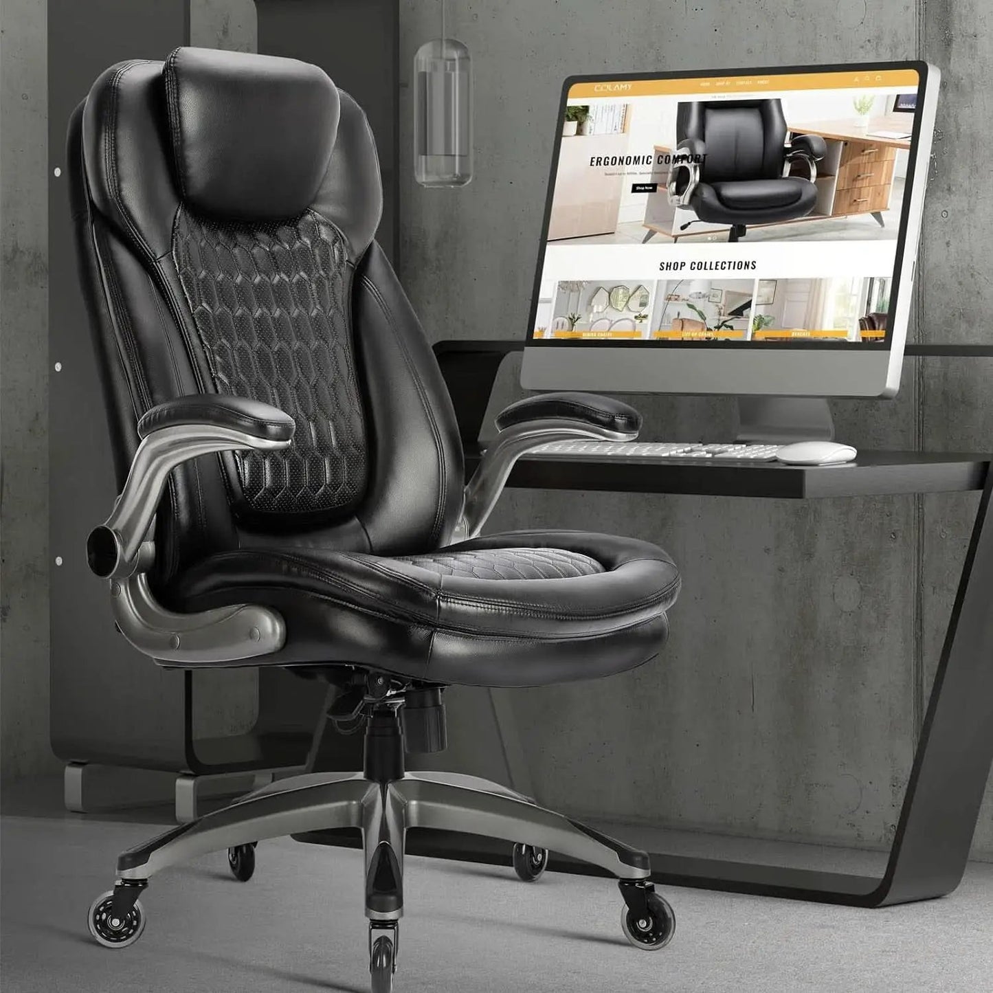 Ergonomic High Back Leather Office Chair For Home Use from PriceLows™