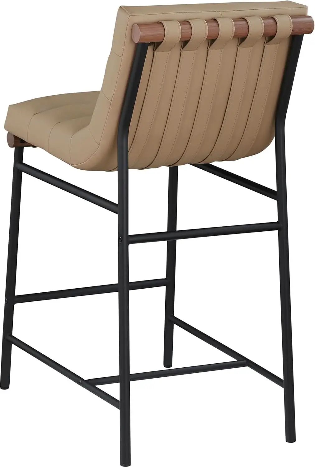 Burke Counter Stool Tan Vegan Leather Matte Black Frame from PriceLows™
