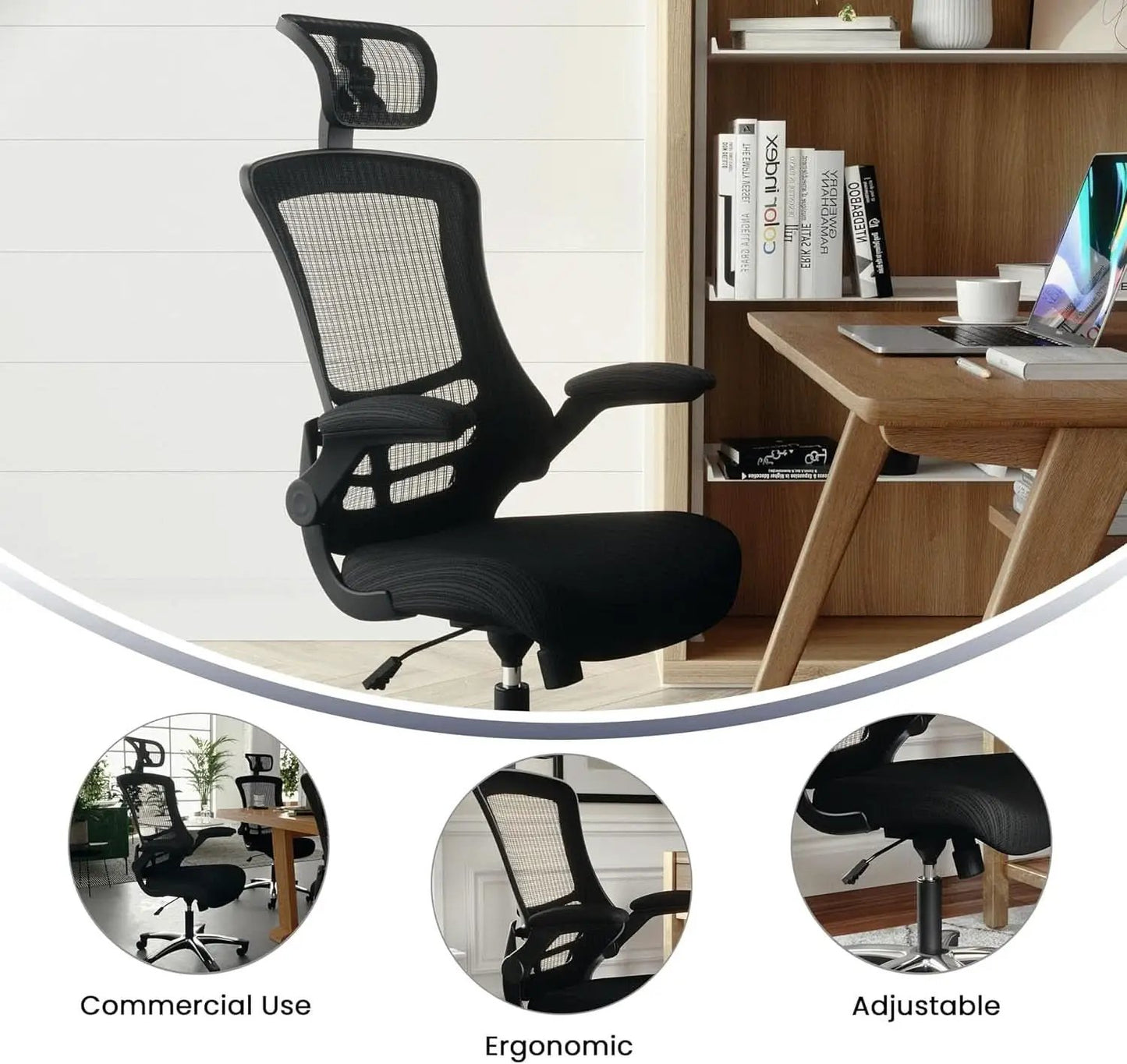 High Back Swivel Office Chair With Lumbar Support Black from PriceLows™