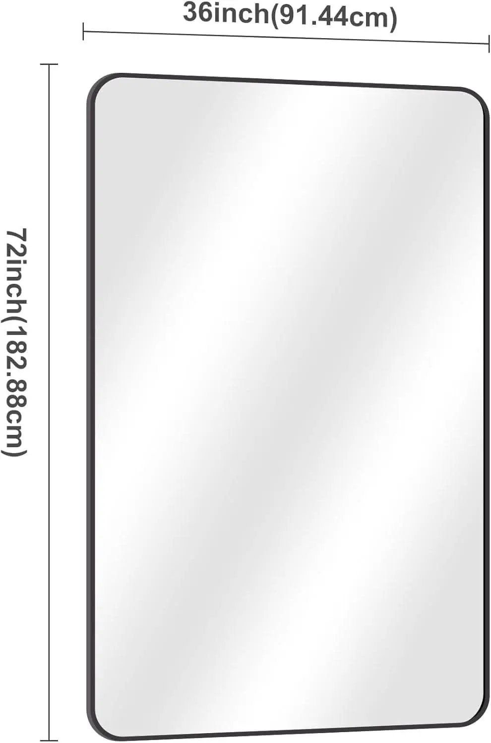 60x36 Inch Matte Black Bathroom Mirror With Metal Frame from PriceLows™