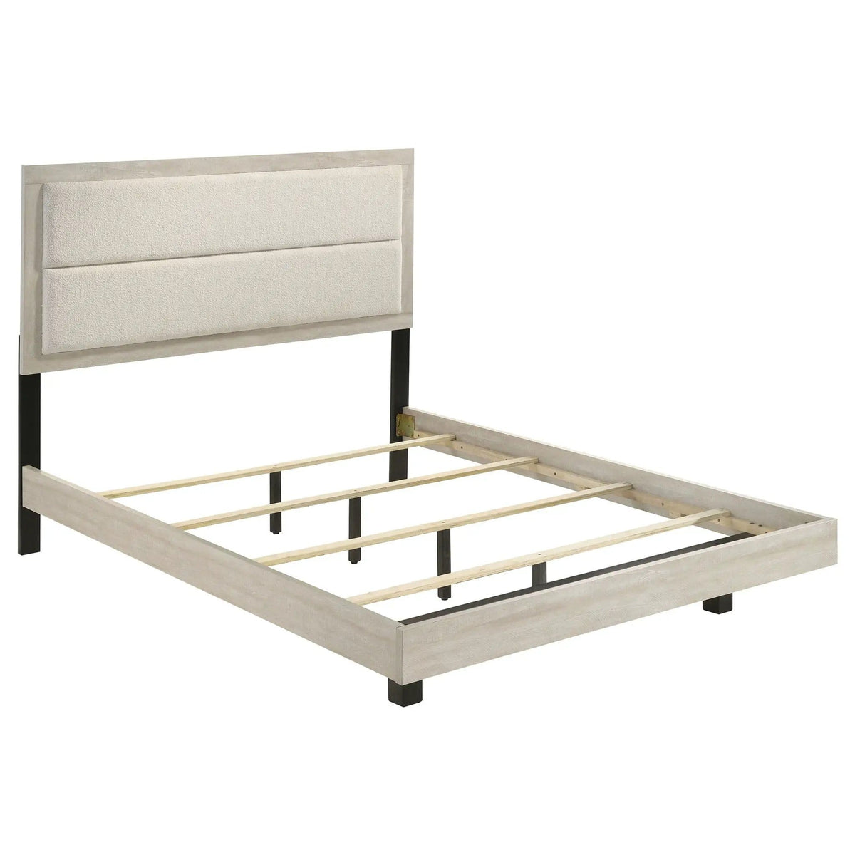 Trenton 54-inch Wood Queen Panel Bed Rustic | 63.5 x 83.75 x 53.75 in | Rubberwood & Engineered Wood | Cream