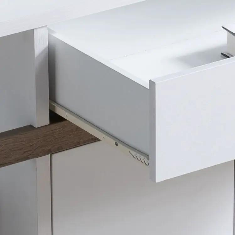 Kitchen Buffet Cabinet | 4 Open Shelves | Two Door Cabinets | White And Dark Taupe