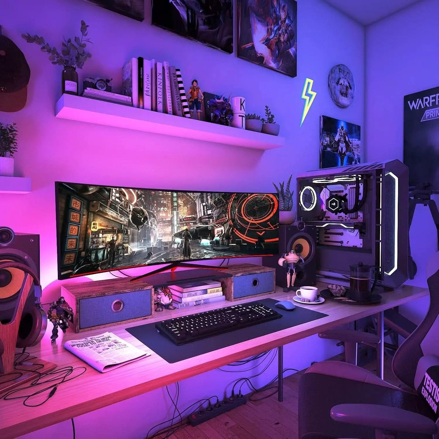 Dual Monitor Stand Riser For Two Monitors With Two Drawers from PriceLows™