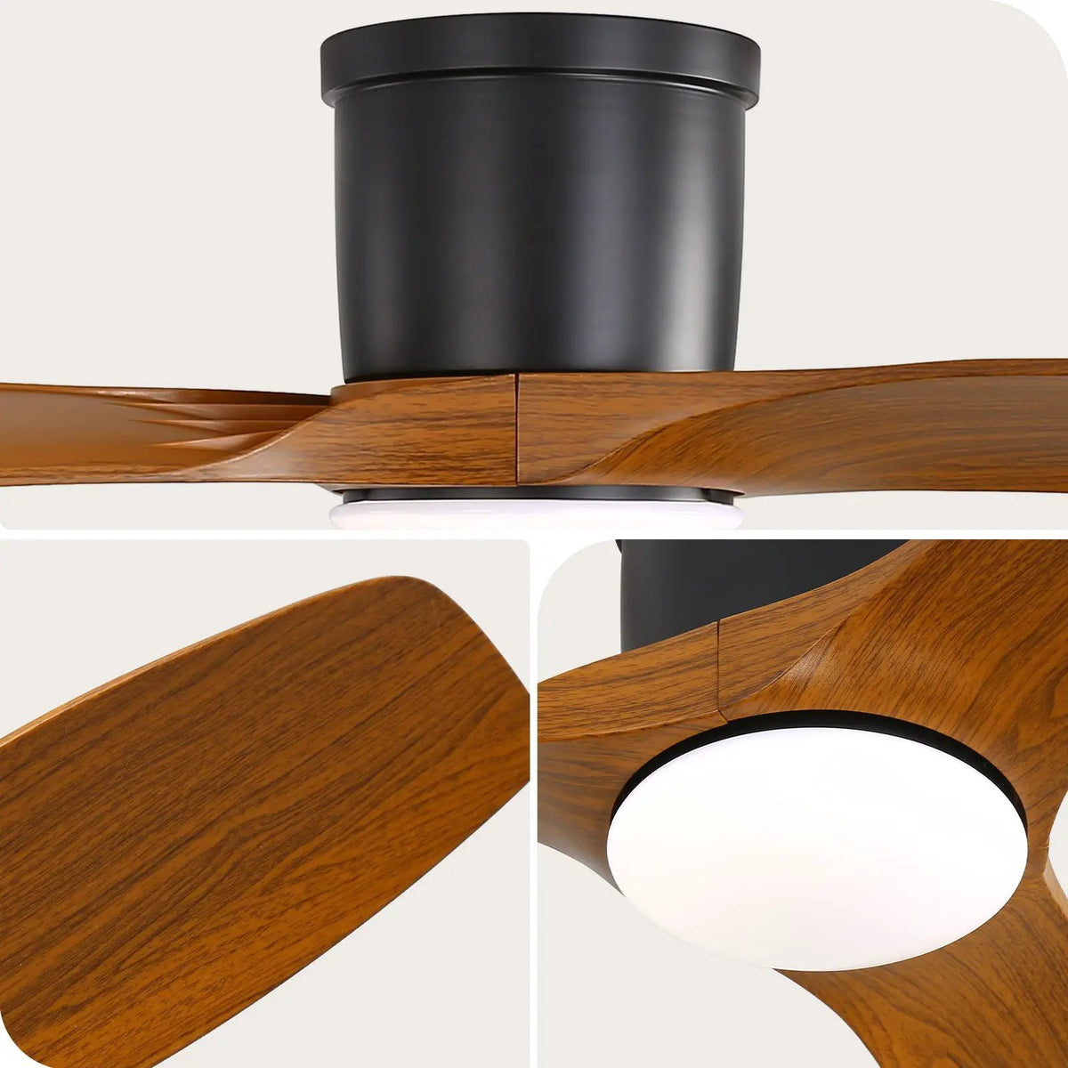 Black Smart Ceiling Fan | 52 Inch Span | Voice Phone And Remote Control | Dimmable LED