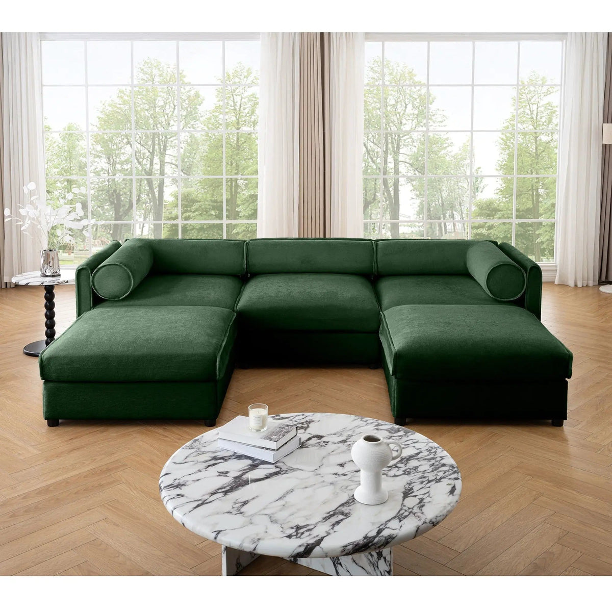 Contemporary Elegant Sofa With Storage And Ottoman 2 Piece Living Room Set | 2 Piece Living Room Set | Living Room Furniture | Living Room