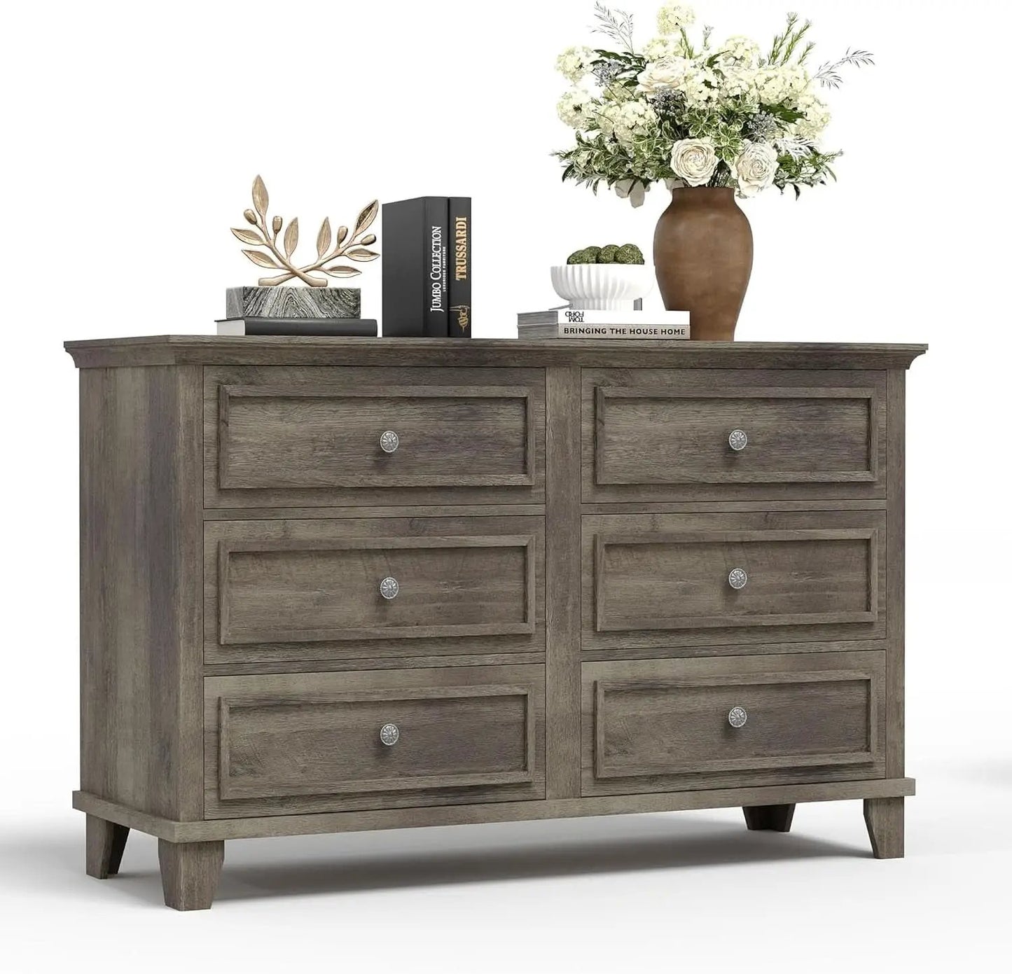 Grey Substantial Six Drawers Dresser With Hardware from PriceLows™