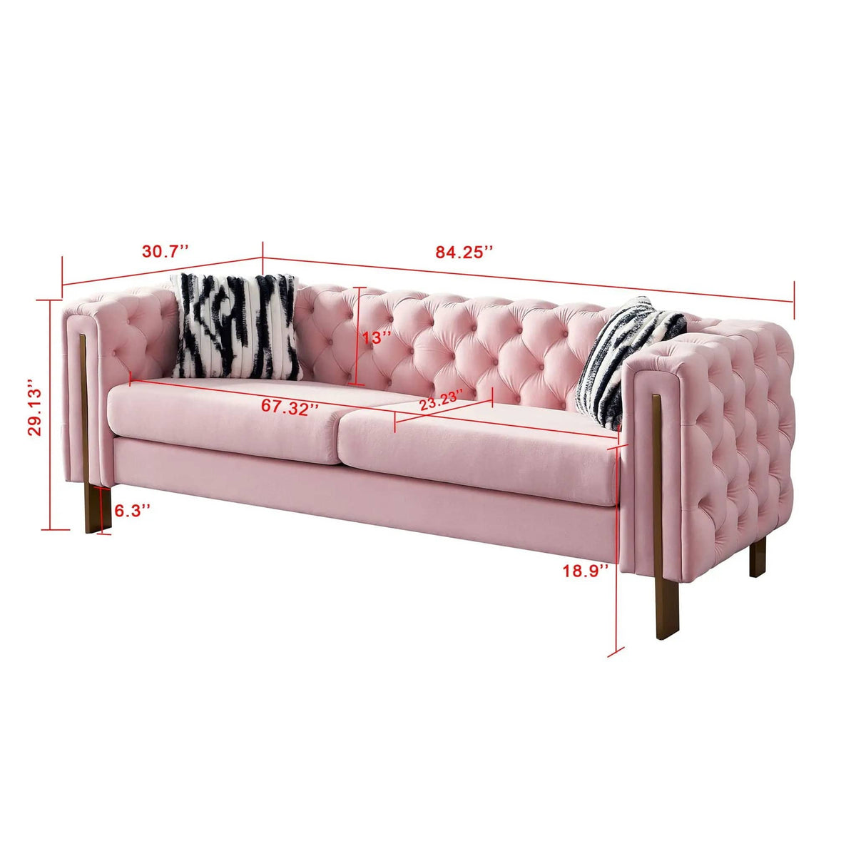 Chesterfield Modern Tufted Living Room Sofa, 84.25''W Couch | Stationary Sofa | Metal & Wood | Living Room