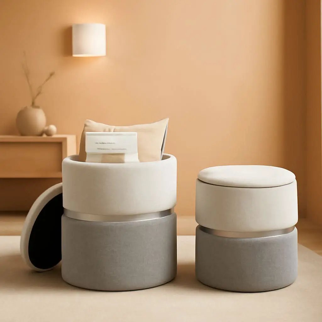 Gray Nesting Storage Ottomans With Hidden Capacity from PriceLows™