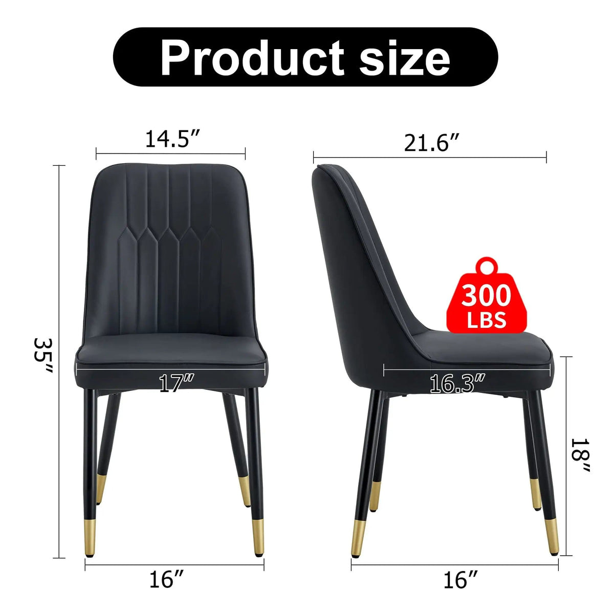 Modern Chair With Metal Legs Chair Set | 2 Pieces | Metal | Dining Room