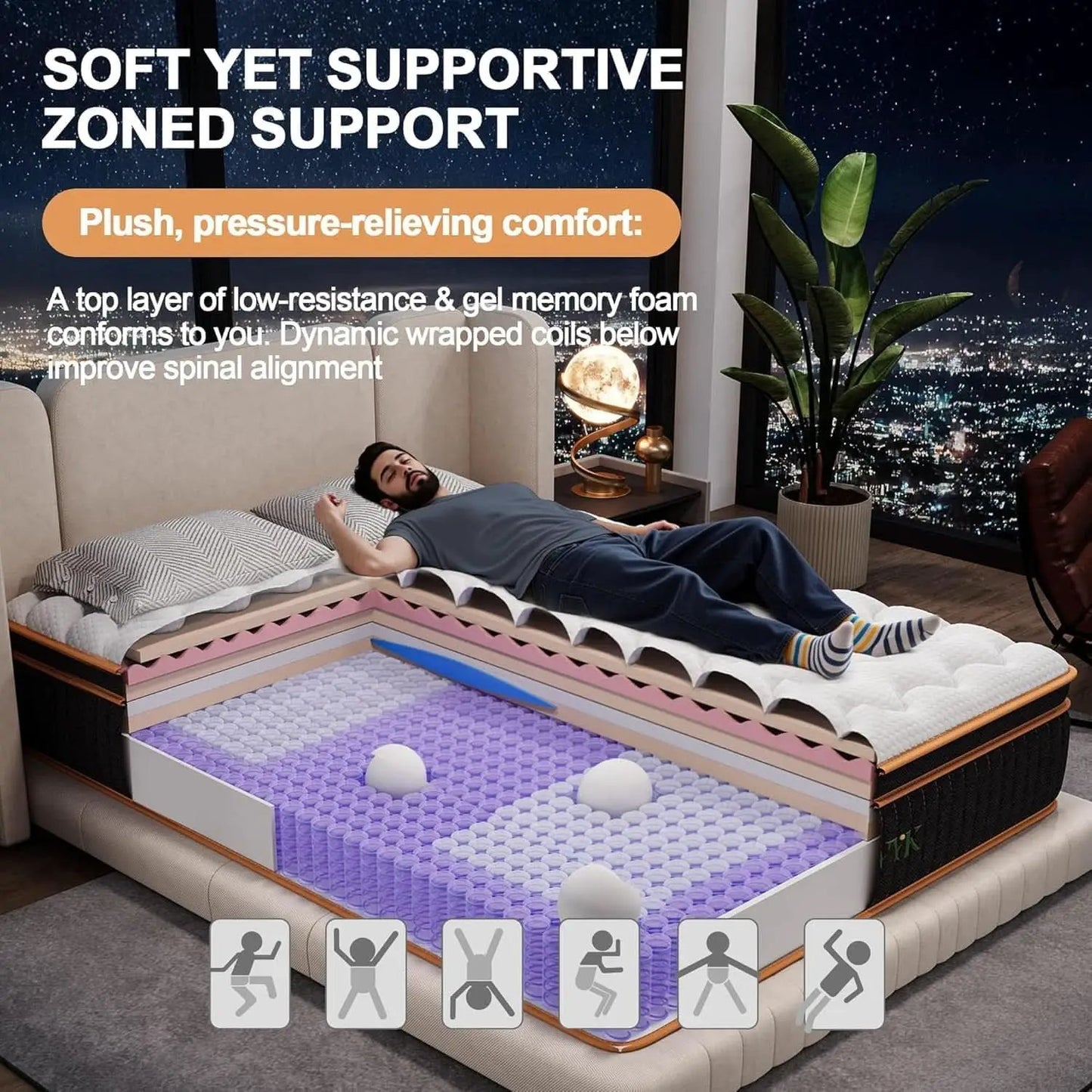 Queen Hybrid Mattress TwelveInch Memory Foam Edge Support from PriceLows™