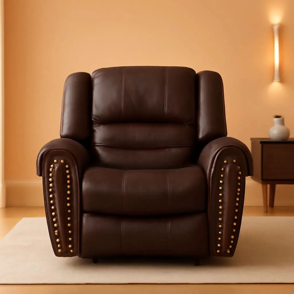 Brown Leather Recliner Chair With Traditional Style from PriceLows™