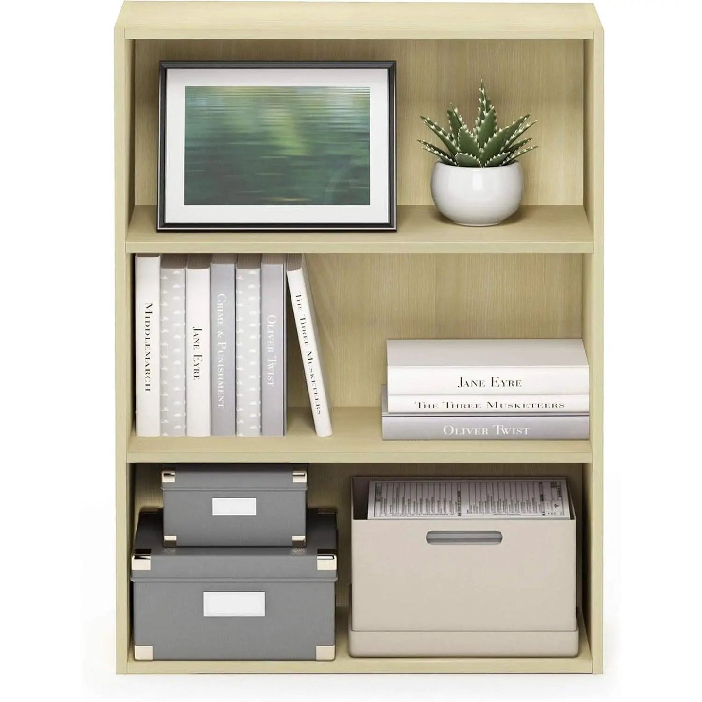 Pasir 3-Tier Open Shelf Bookcase Maple 22.7W X 9.7D X 31.5H from PriceLows™