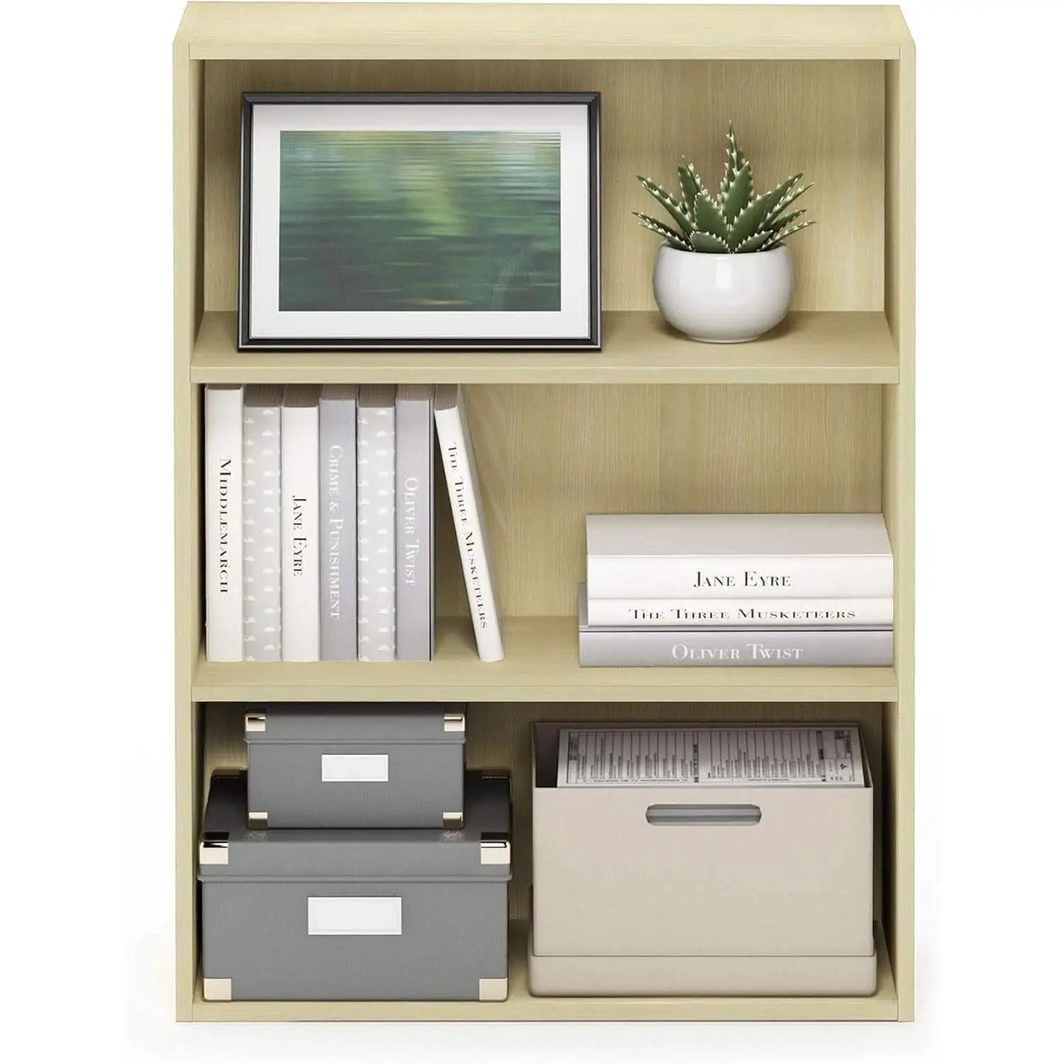 Pasir 3-Tier Open Shelf Bookcase Maple 22.7W X 9.7D X 31.5H from PriceLows™