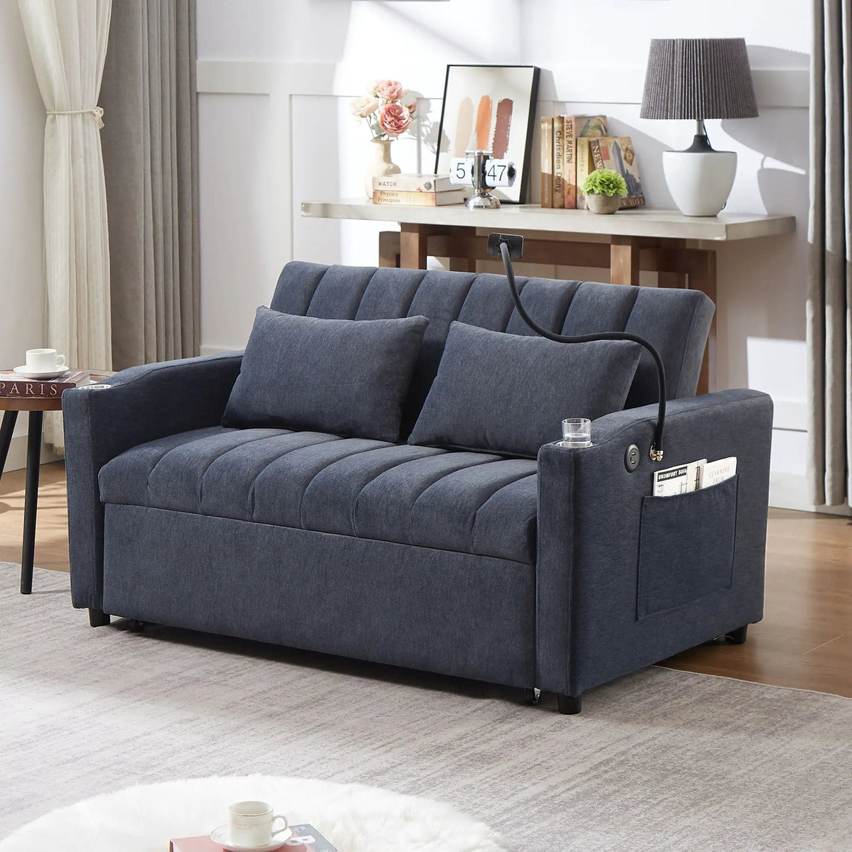 Convertible Sofa Bed | Adjustable Backrest | USB Charging Ports