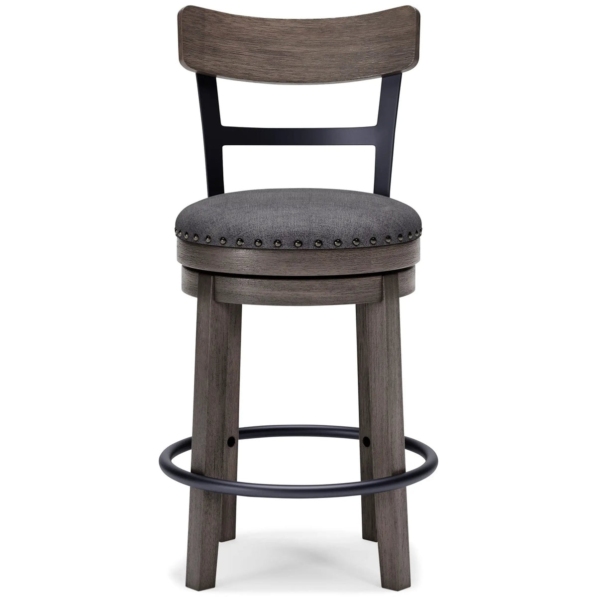 Caitbrook Swivel Barstool | Gray | 16.38 Inch Seat Width | 7 Inch Footrest Height