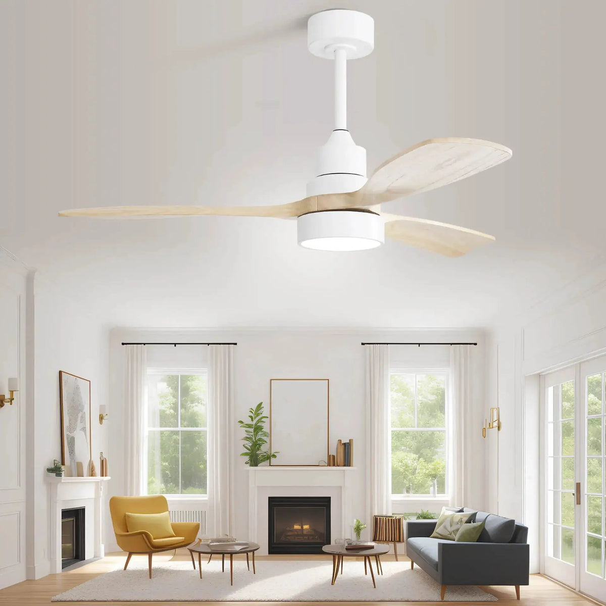 Indoor Ceiling Fan | 48 Inch Span | Dimmable LED Light | 6 Speed Remote Reversible Blades