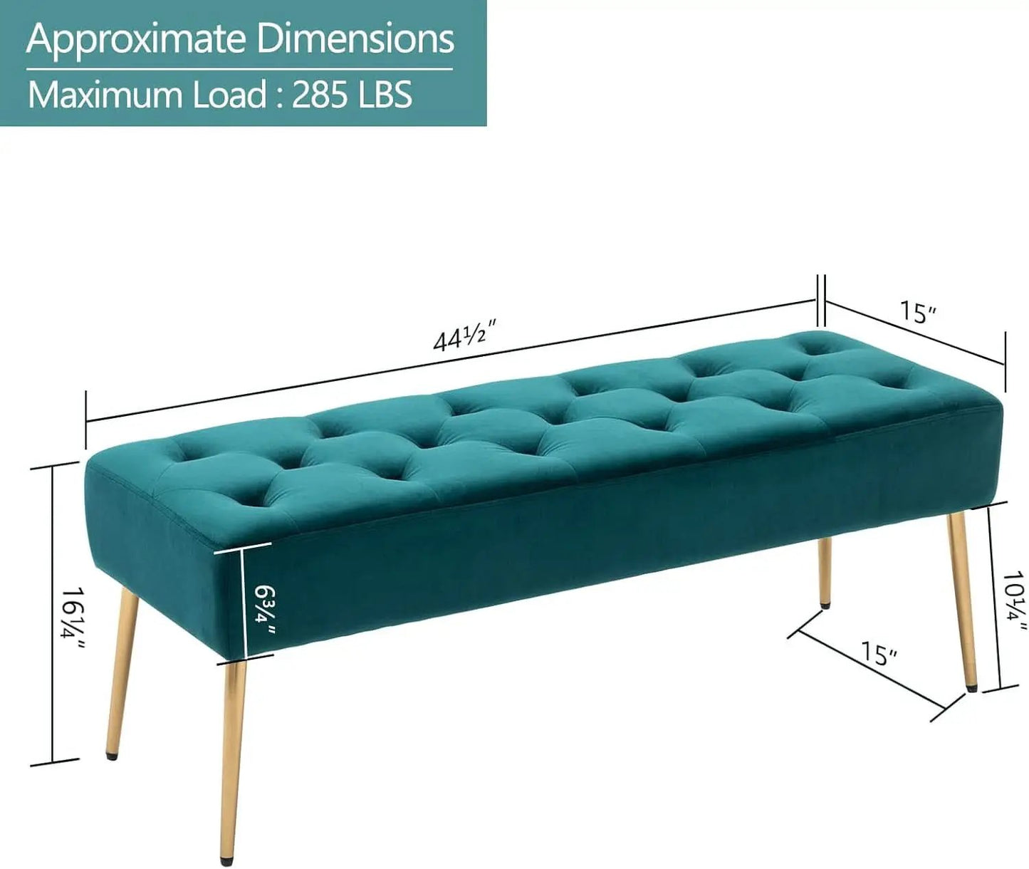 Velvet Upholstered Button Tufted Ottoman Gold Base from PriceLows™