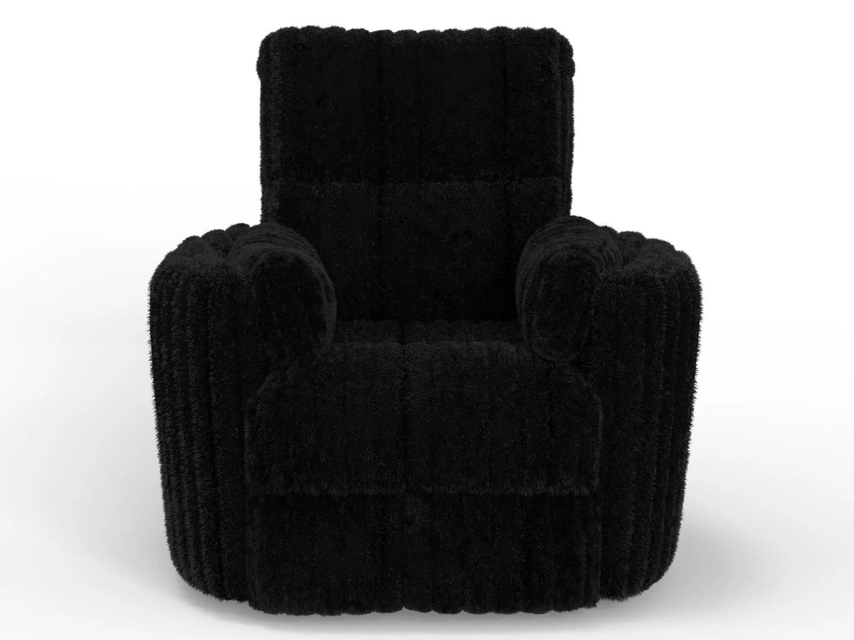 Daydream Swivel Glider Recliner | Unique Shape | Comfort Bolsters | Faux Fur