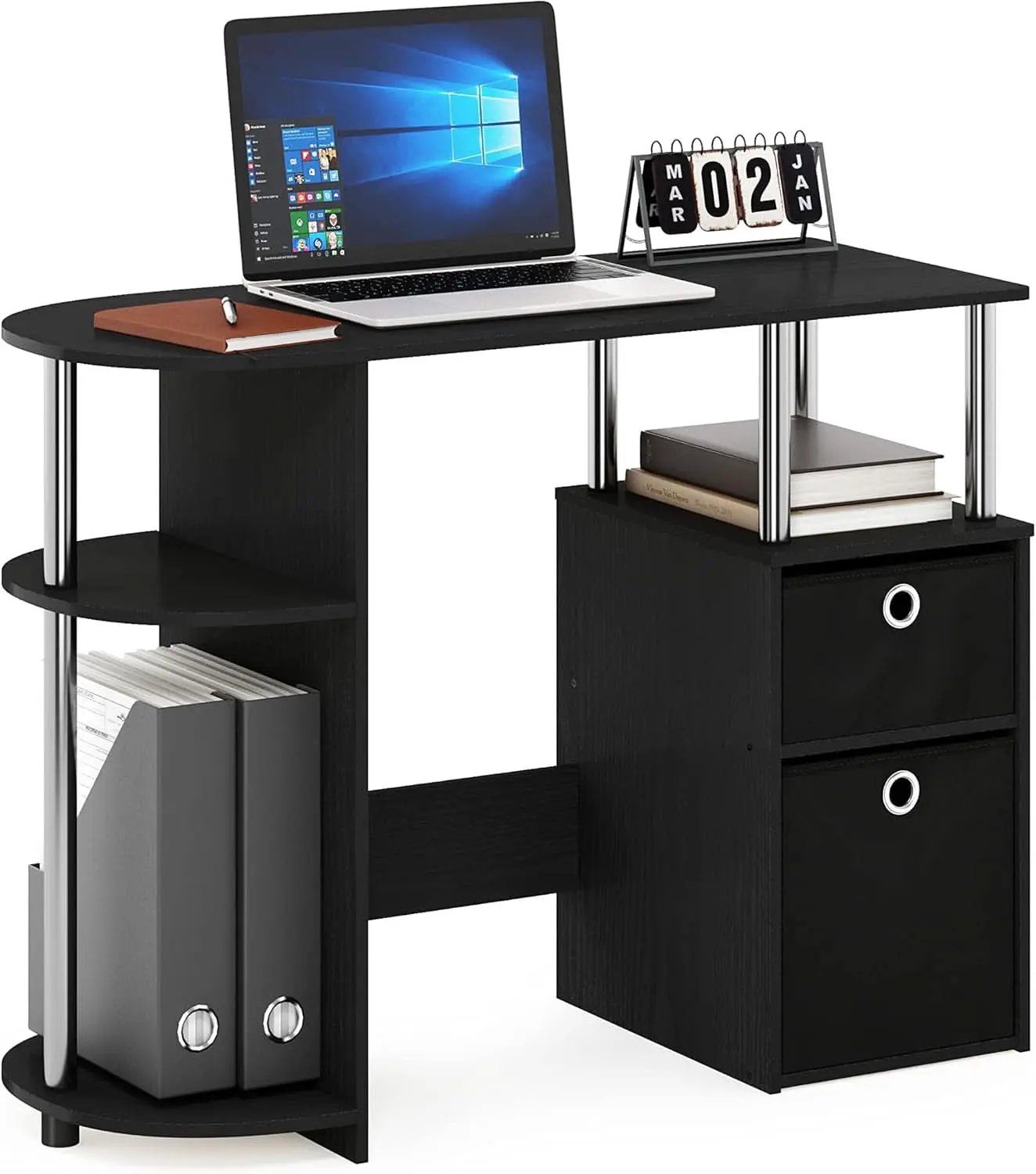 Jaya Computer Study Desk With Storage Americano Chrome from PriceLows™