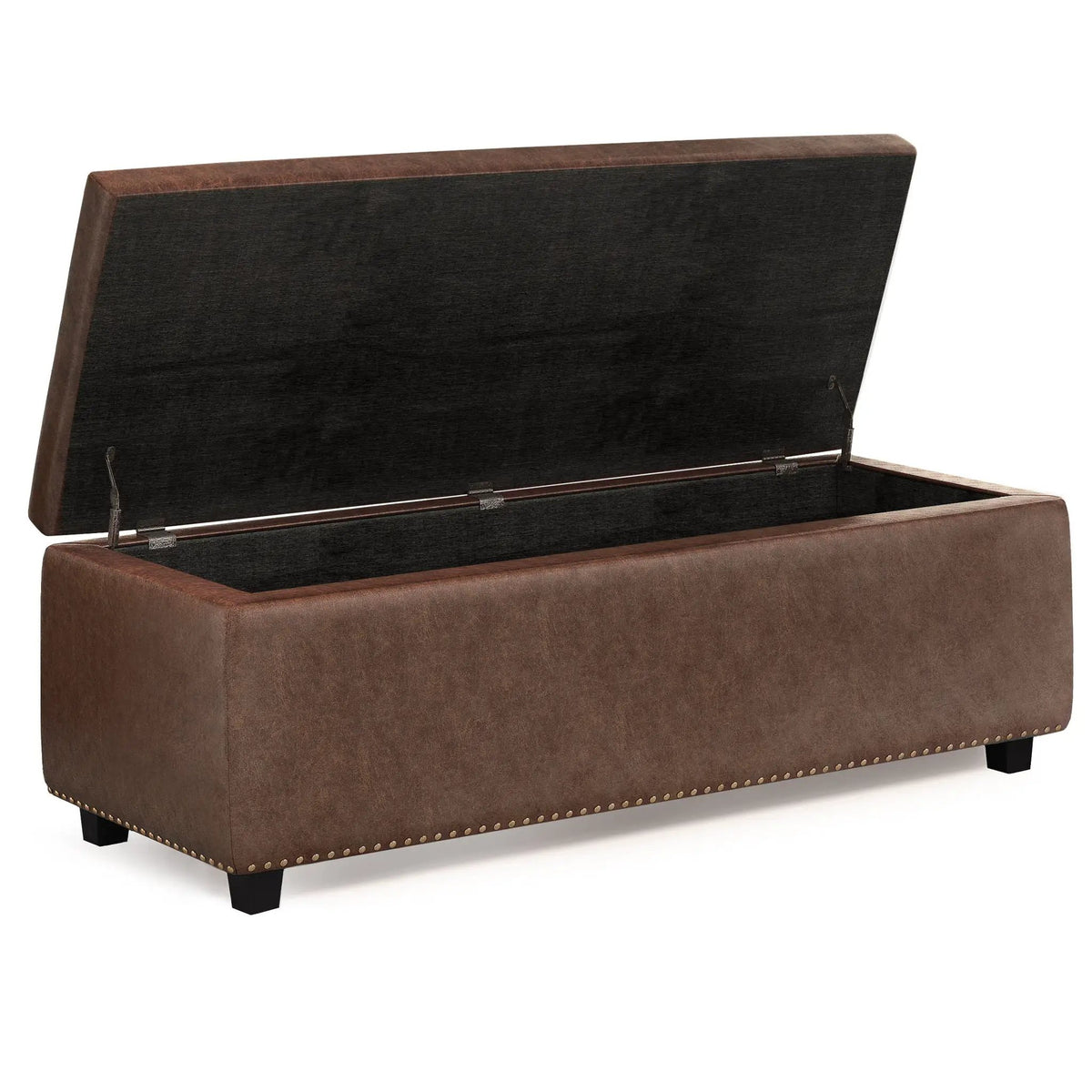 Hamilton Upholstered Storage Ottoman | Child Safety Hinge | Large Interior Storage | 47.6 Inch Length