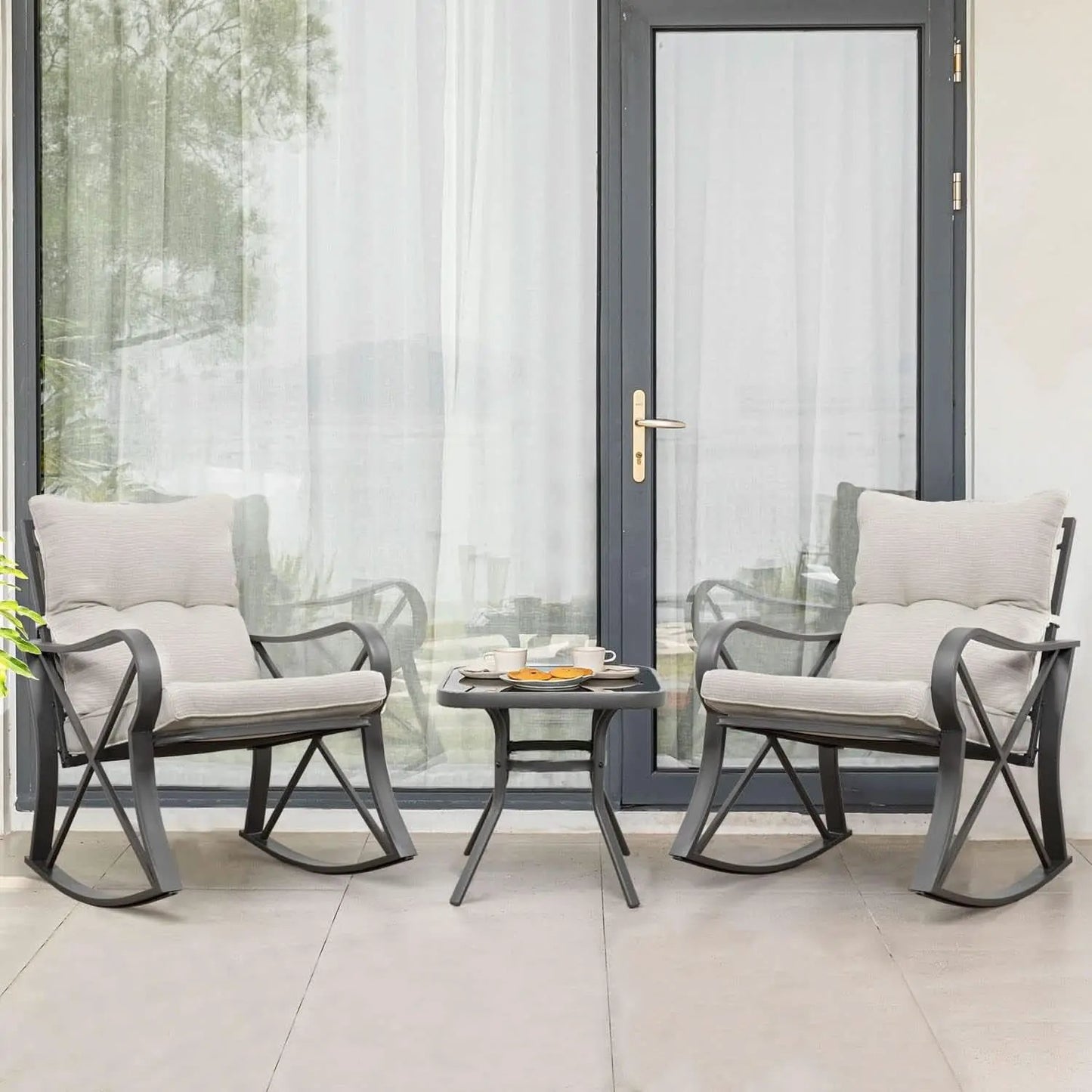 Three Piece Outdoor Bistro Set with Rocking Chairs from PriceLows™