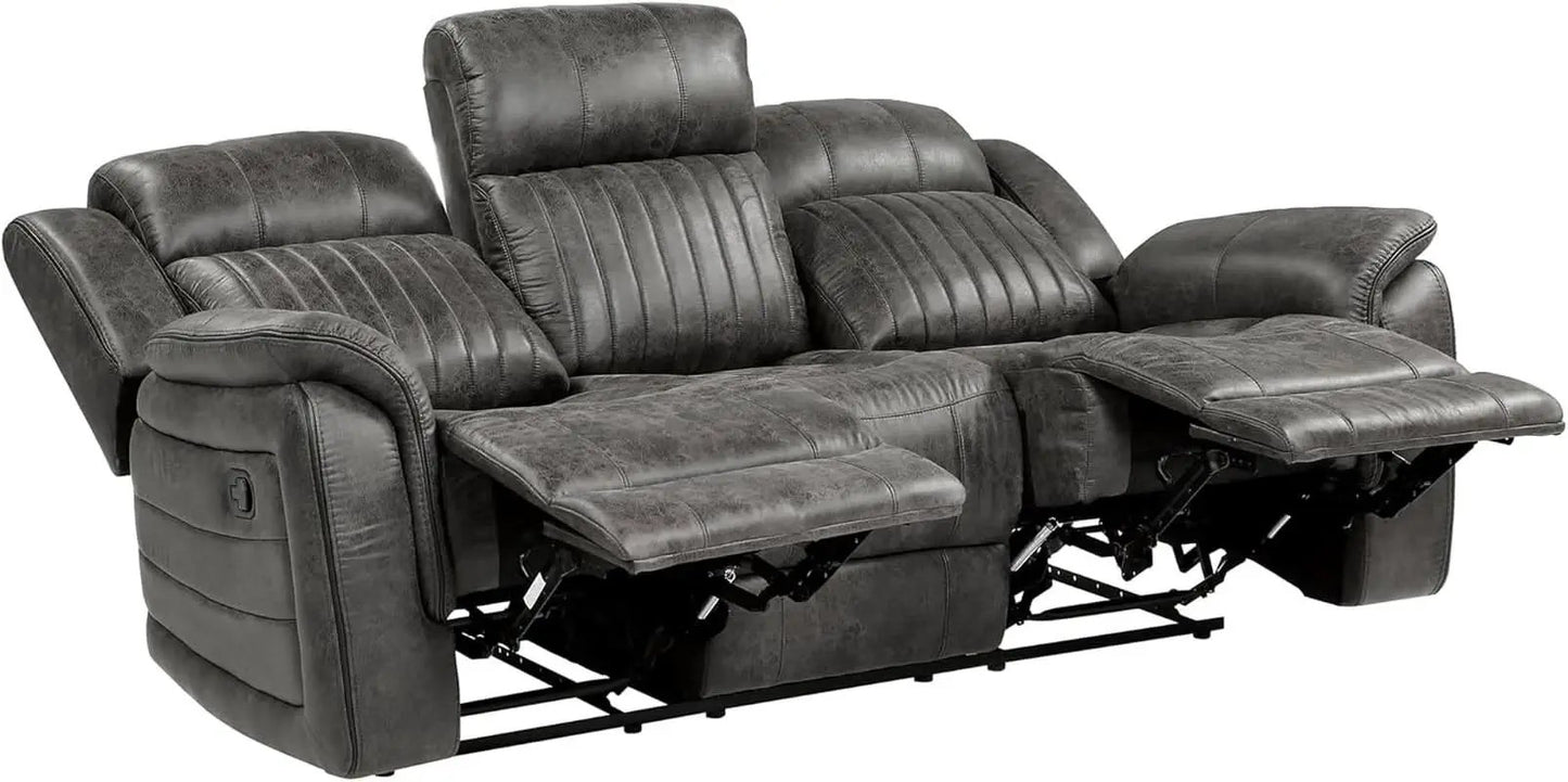 3 Piece Recliner Living Room Set In Brownish Gray Microfiber from PriceLows™