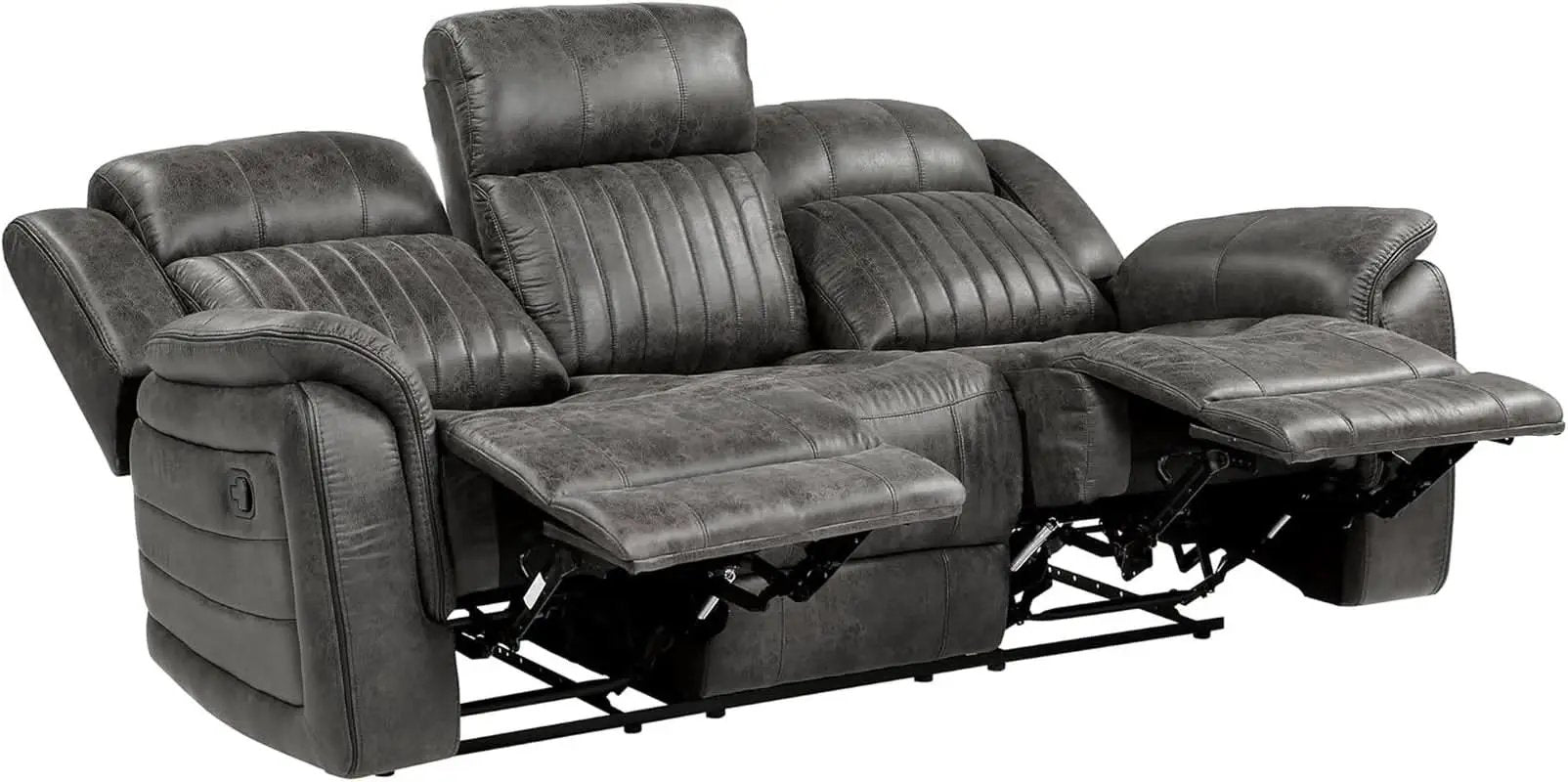 3 Piece Recliner Living Room Set In Brownish Gray Microfiber from PriceLows™