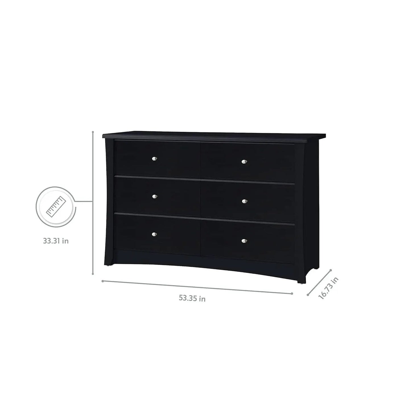 Crescent 6 Drawer Double Dresser Black GREENGUARD Gold from PriceLows™