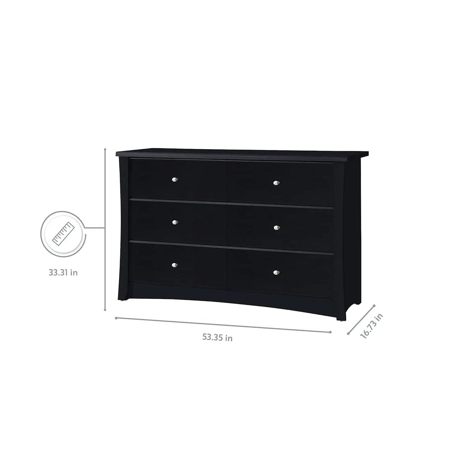 Crescent 6 Drawer Double Dresser Black GREENGUARD Gold from PriceLows™