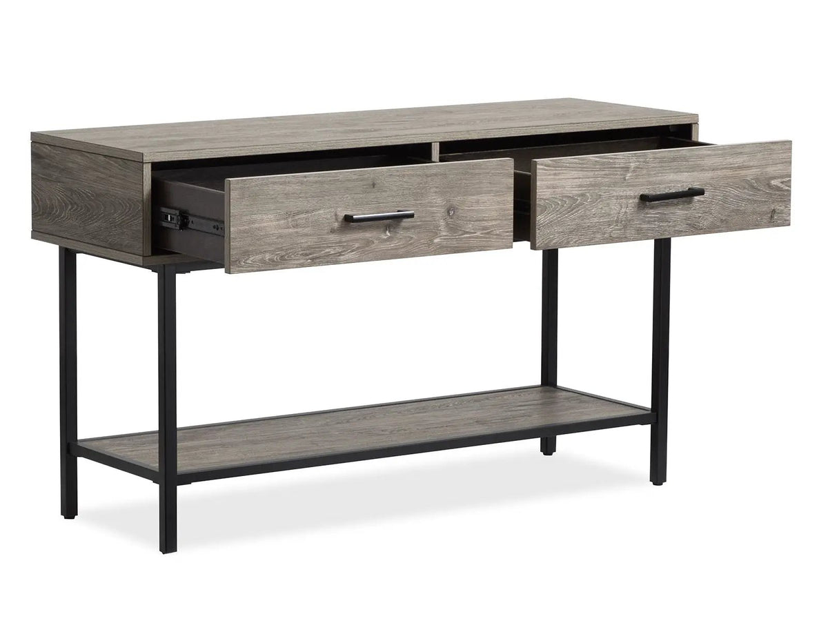 Fenwick Rectangular End Table | Whitetail Brown Finish | Matte Black Metal | Industrial Style