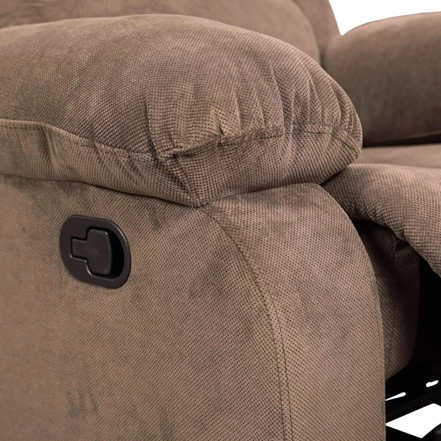 Recliner Sofa Set With Drop Down Table And Storage Console Brown Velvet from PriceLows™