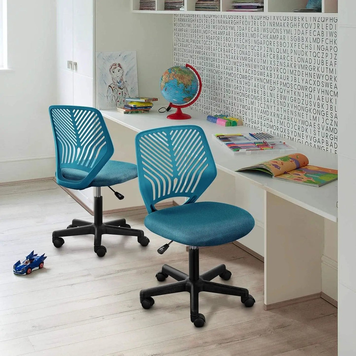 Turquoise Low Back Desk Chair With Lumbar Support And Adjustable Height from PriceLows™