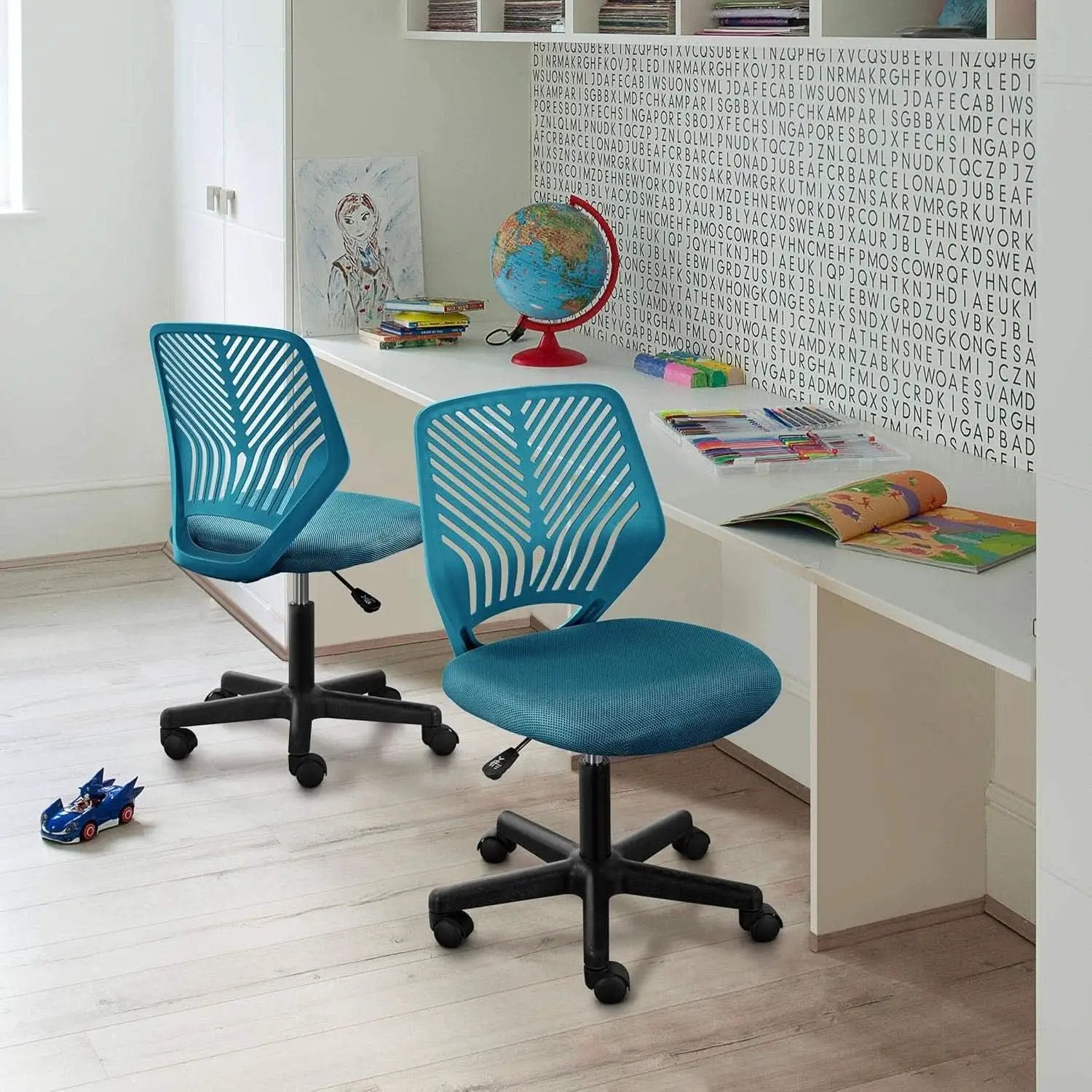 Turquoise Low Back Desk Chair With Lumbar Support And Adjustable Height from PriceLows™