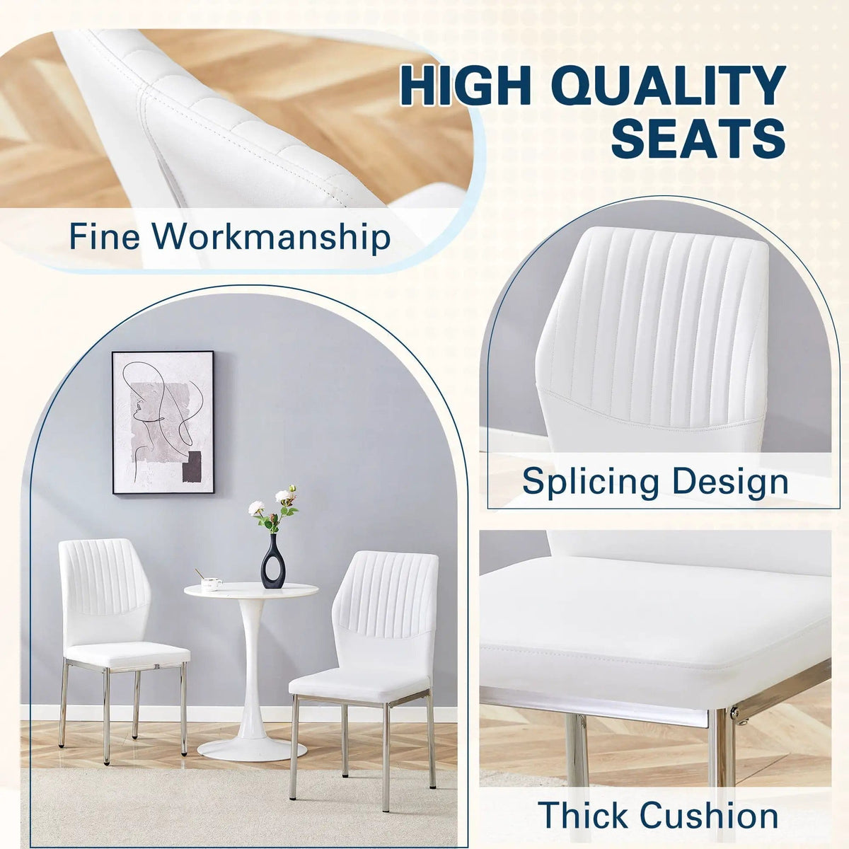 Luxury Simple High Resilience Dining Chair With Metal Legs Chair Set | 2 Pieces | Metal & Ceramic | Dining Room