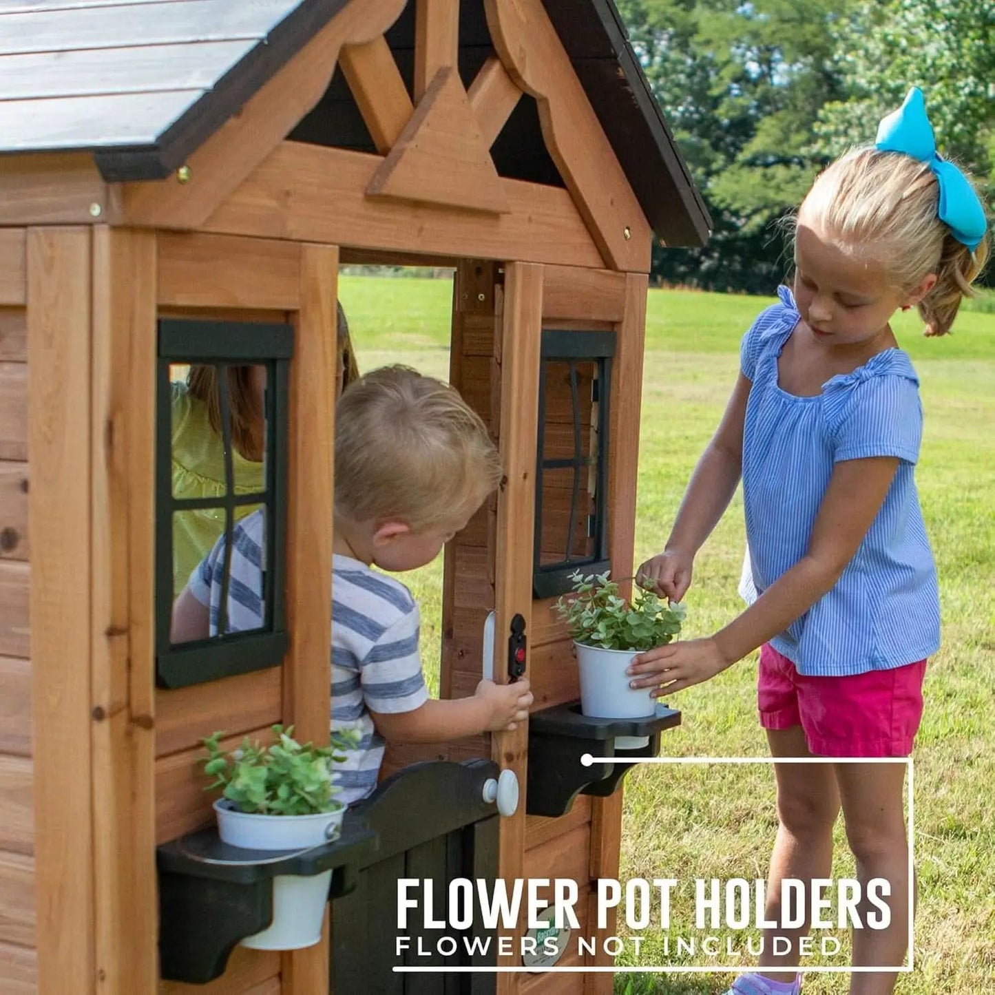 Cedarwood Kids Outdoor Playhouse With Integrated Kitchen from PriceLows™