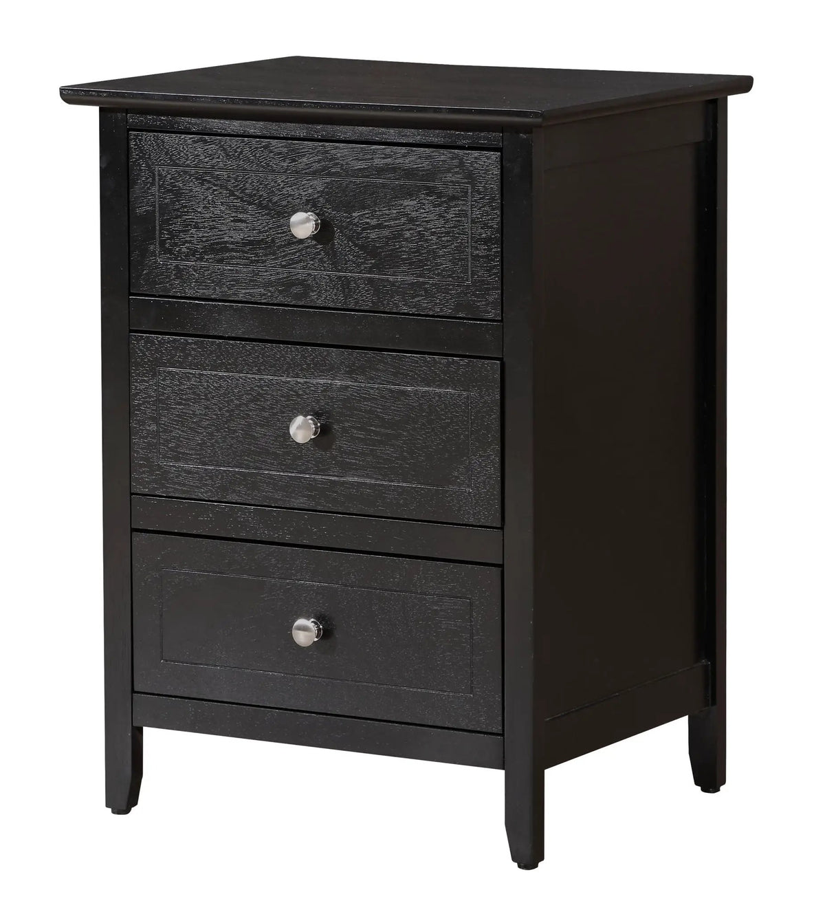 Nightstand | 3 Drawer | Real Wood Veneer | Nickel Hardware