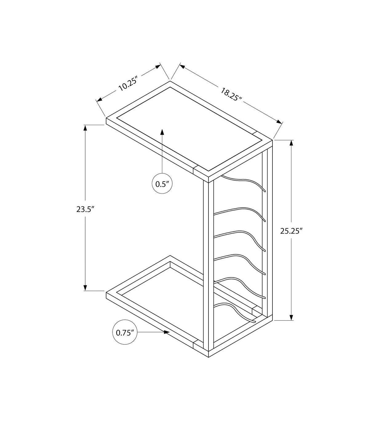 C-Shaped Accent Table | Stone-Look Textured Top | Metal Frame | Convenient Design